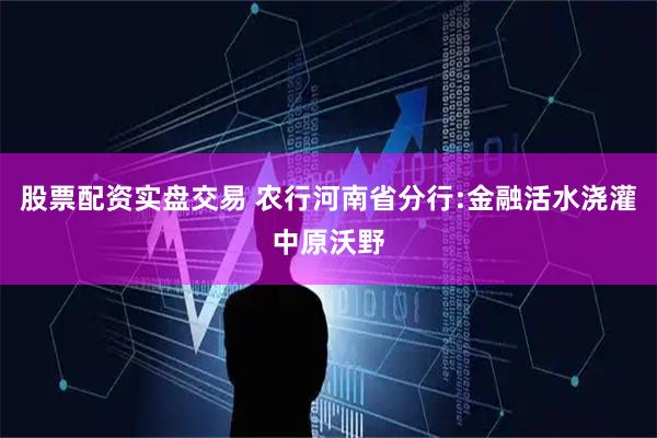 股票配资实盘交易 农行河南省分行:金融活水浇灌中原沃野